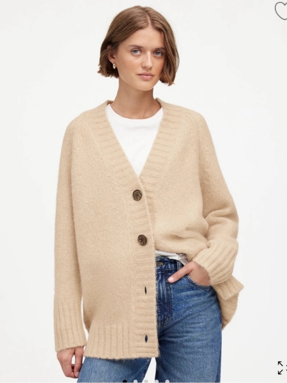 NWOT Madewell Chunky-Knit Cardigan Heather Powder Sz S